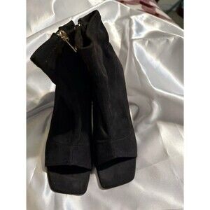 Rogue Suede Peep Toe Black Booties Size 7